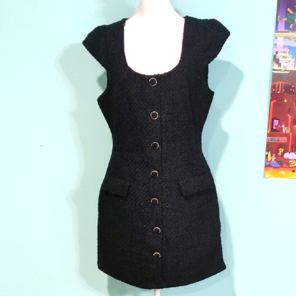 Retail $130 NWT Endless Rose Black Tweeted Dress
